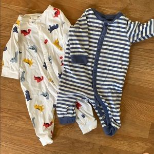 H&M Dino and Striped footless Pajamas